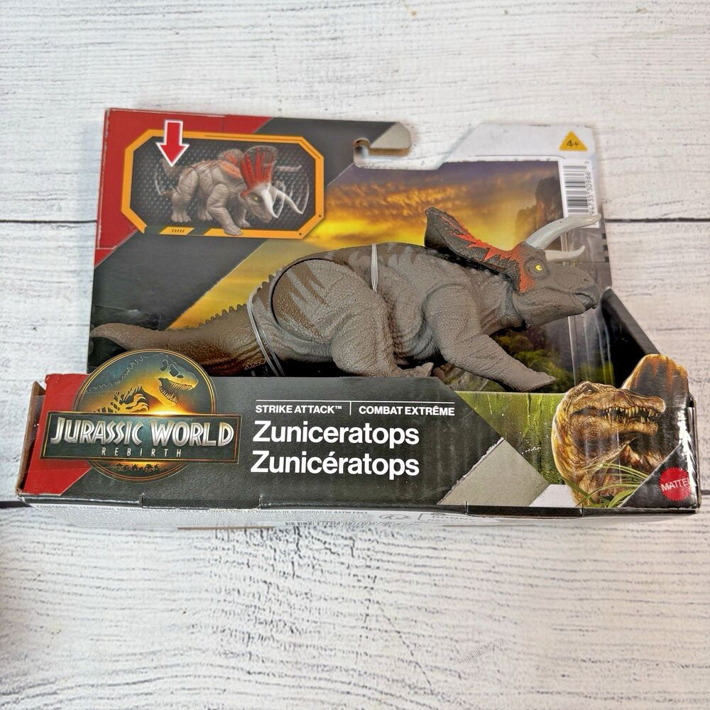 Jurassic World Rebirth ZUNICERATOPS Strike Attack Dinosaur Action Figure NEW